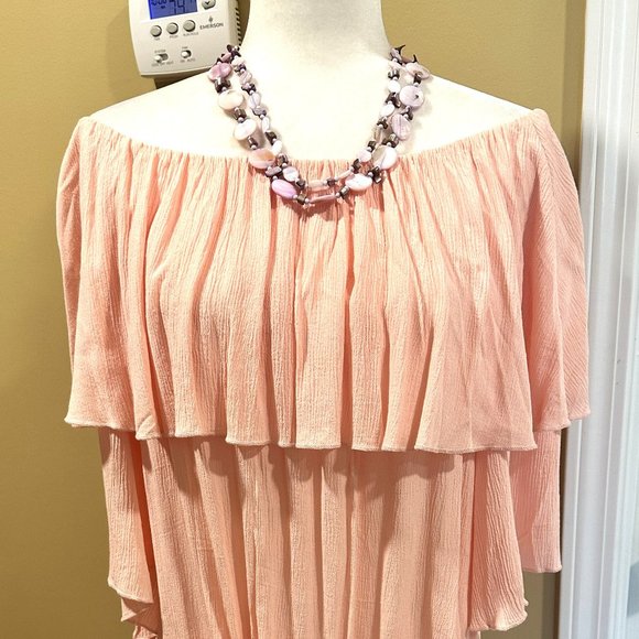 Co Co Vente Gauze Soft Pink Off the Shoulder Top - Picture 1 of 3